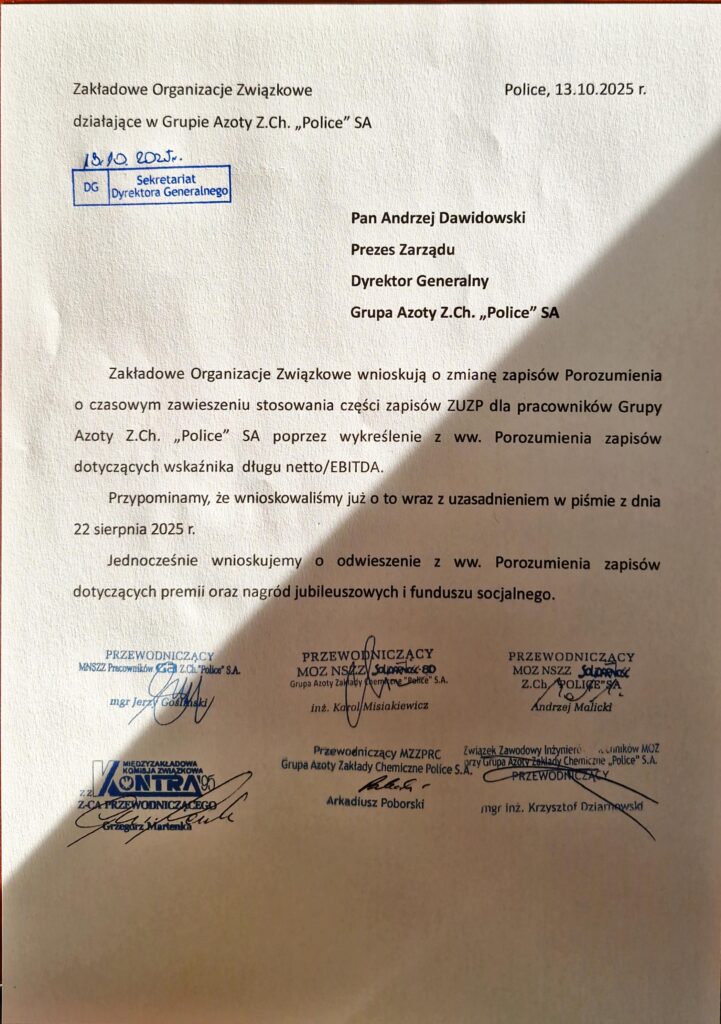 Rozmowy na temat odwieszenia zapisów ZUZP